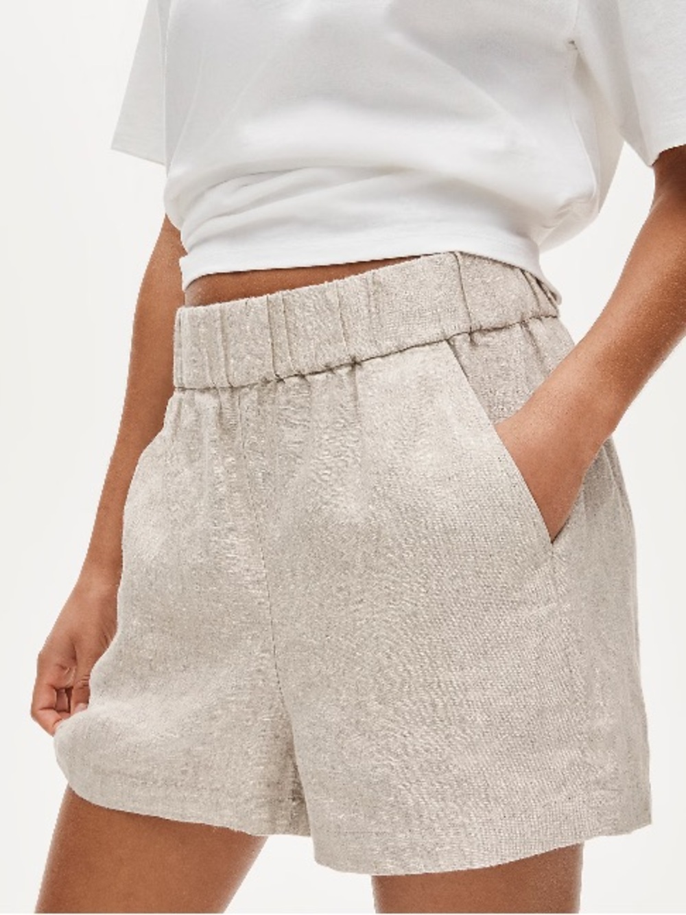 Banana Republic Linen Blend High Waist Pull On Shorts